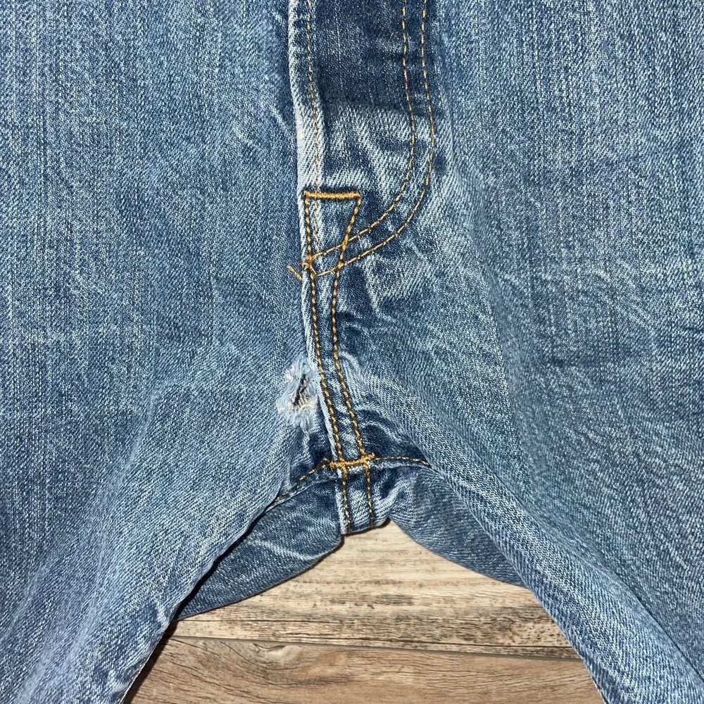 Distressed Levi's 501‎ Cut Off Denim Jean Shorts 34 Blue Jorts Dark Grunge 5